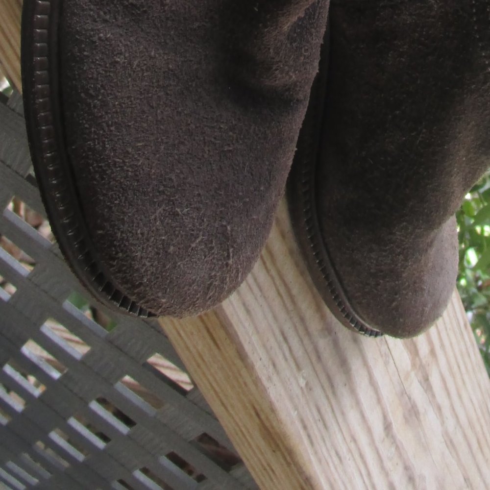 Tory Burch Brown Suede Ankle Booties with Gold Logo Accent - Picture 6 of 6